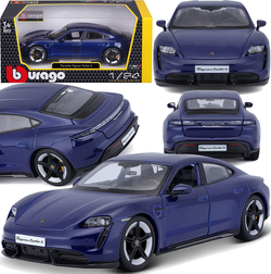 PORSCHE TAYCAN TURBO S NIEBIESKI SAMOCHÓD METALOWY MODEL BBURAGO 1/24