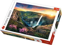 PUZZLE 2000 ELEMENTÓW WODOSPAD HAIFOSS ISLANDIA KRAJOBRAZ WIDOK TREFL 27091