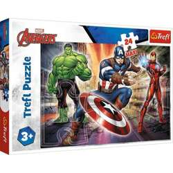 PUZZLE 24 MAXI W ŚWIECIE AVENGERSÓW MARVEL HULK IRON MAN 14321 TREFL