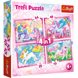 PUZZLE 4W1 MAGICZNY ŚWIAT JEDNOROŻCÓW UKŁADANKA - 34321 TREFL