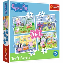 PUZZLE 4W1 WAKACJE ŚWINKA PEPPA PEPPA PIG UKŁADANKA - 34359 TREFL