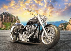 PUZZLE 500 ELEMENTÓW CZARNY MOTOCYKL CHOPPER MOTOR 37384 TREFL