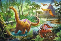 PUZZLE 60 EL. WĘDRÓWKA DINOZAURÓW DINOZAURY DINO UKŁADANKA TREFL 17319