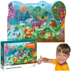 PUZZLE WONDER FOREST ANIMALS ZWIERZĘTA LEŚNE 60 ELEMENTÓW UKŁADANKA DODO