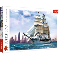 PUZZLE ŻAGLOWIEC NA TLE CHICAGO 500 ELEMENTÓW UKŁADANKA - 37120 TREFL