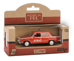 SAMOCHÓD DUŻY FIAT 125p STRAŻ MODEL METALOWY KOLEKCJA PRL 1:43 CZERWONY