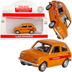 SAMOCHÓD FIAT 126p MALUCH METALOWY KOLEKCJA PRL 1:43 POMARAŃCZOWY ŁĄCZNOŚĆ