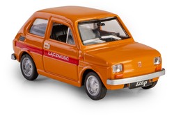 SAMOCHÓD FIAT 126p MALUCH METALOWY KOLEKCJA PRL 1:43 POMARAŃCZOWY ŁĄCZNOŚĆ