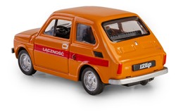 SAMOCHÓD FIAT 126p MALUCH METALOWY KOLEKCJA PRL 1:43 POMARAŃCZOWY ŁĄCZNOŚĆ