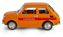 SAMOCHÓD FIAT 126p MALUCH METALOWY KOLEKCJA PRL 1:43 POMARAŃCZOWY ŁĄCZNOŚĆ