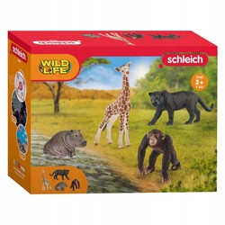 SCHLEICH DZIKIE ZWIERZĘTA 4w1 MAŁPA PANTERA ŻYRAFA FIGURKI RĘCZNIE MALOWANA