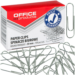 SPINACZE BIUROWE OKRĄGŁE OFFICE PRODUCTS 50mm SREBRNE 100 SZTUK