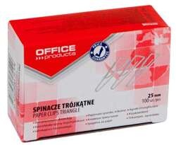 SPINACZE BIUROWE TRÓJKĄTNE OFFICE PRODUCTS 25mm SREBRNE 100 SZTUK