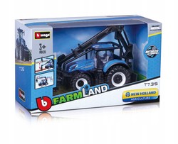 TRAKTOR METALOWY NEW HOLLAND T7 ŁADOWARKA Z NAPĘDEM MODEL BBURAGO 1/32