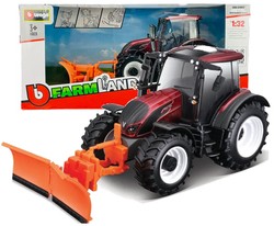 TRAKTOR METALOWY VALTRA N174 PŁUG ŚNIEŻNY POJAZD ROLNICZY BBURAGO 1/32