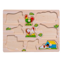 UKŁADANKA DREWNIANA PUZZLE Z UCHWYTAMI FARMA WIEŚ ZWIERZĘTA SMILY PLAY