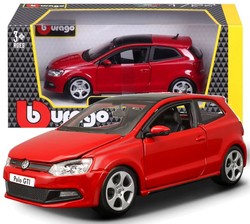 WV POLO GTI MARK 5 CZERWONY SAMOCHÓD METALOWY POJAZD MODEL BBURAGO 1/24