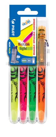 ZAKREŚLACZ WYMAZYWALNY ŚCIERALNY PILOT FRIXION LIGHT 4 KOLORY NEON ETUI