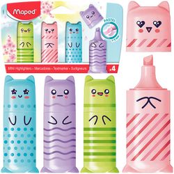 ZAKREŚLACZE PASTELOWE MINI KAWAII MARKERY 4 KOLORY ZWIERZAKI 1-5mm MAPED