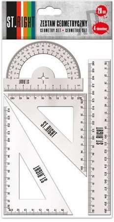 ZESTAW GEOMETRYCZNY LINIJKA 20 CM EKIERKA ST RIGHT