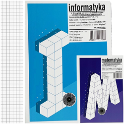 ZESZYT A5 W KRATKĘ 60 KARTEK 60g DWUPRZEDMIOTOWY MATEMATYKA INFORMATYKA